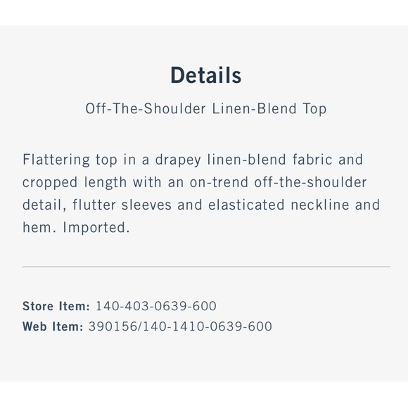 Abercrombie & Fitch Off-The-Shoulder Linen-Blend Top NWOT - Picture 7 of 7